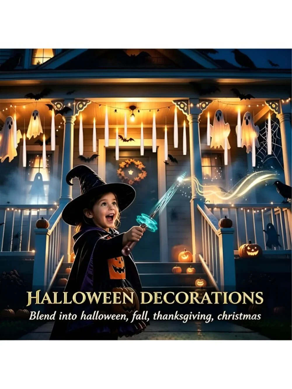 Upgraded 20Pcs Floating Candles with Wand for Halloween Decorations